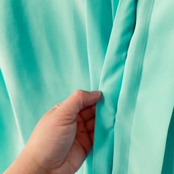 Peters & Ashley Aqua Blue Vintage Blouse Size 12 Short Sleeves Shoulder Pads - Picture 7 of 11